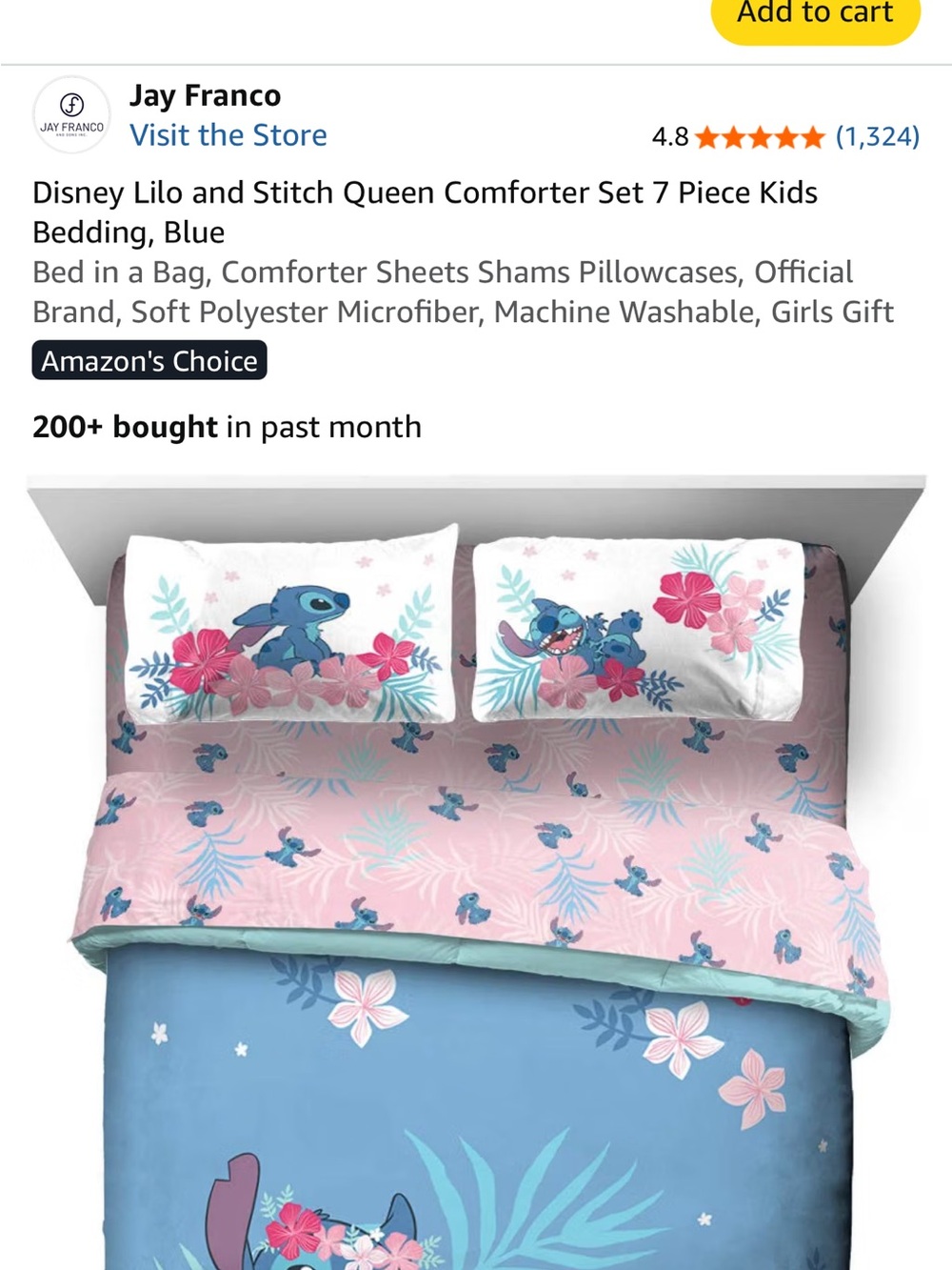 Disney Lilo & Stitch Pink, Blue and Teal Kids Comforter Set